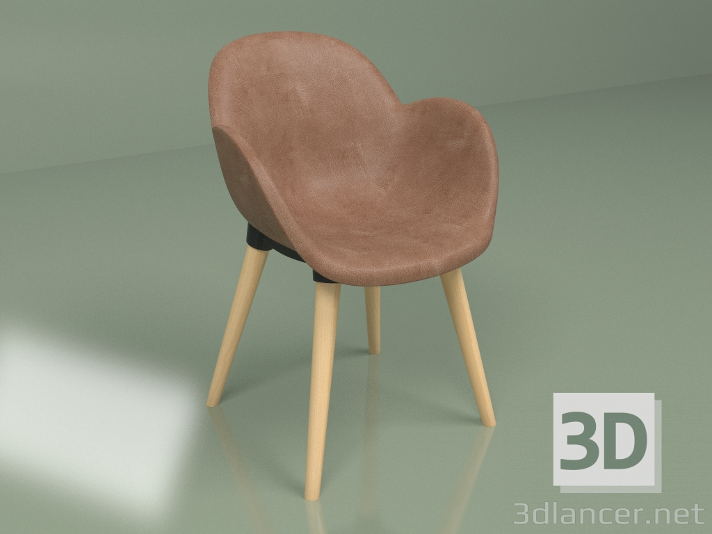 modèle 3D Chaise Patchwork (marron) - preview