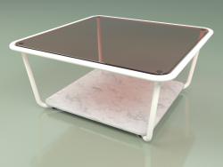 Tavolino 001 (Vetro Bronzato, Metallo Latte, Marmo Carrara)
