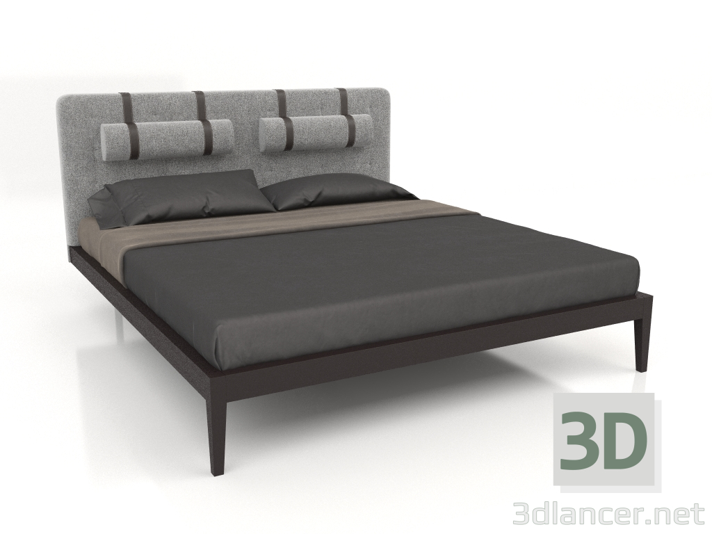 3D Modell Lattenrost, Walnussfurnier W, graue Matratze 138 (192,4 x 216 x 110 cm) - Vorschau