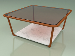 कॉफी टेबल 001 (कांस्य कांच, धातु जंग, कैरारा संगमरमर)