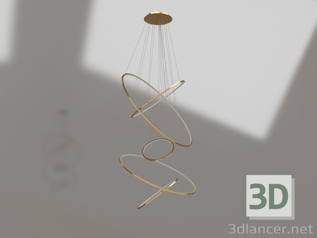 modello 3D Lampadario Amiya oro (07675,33) - anteprima