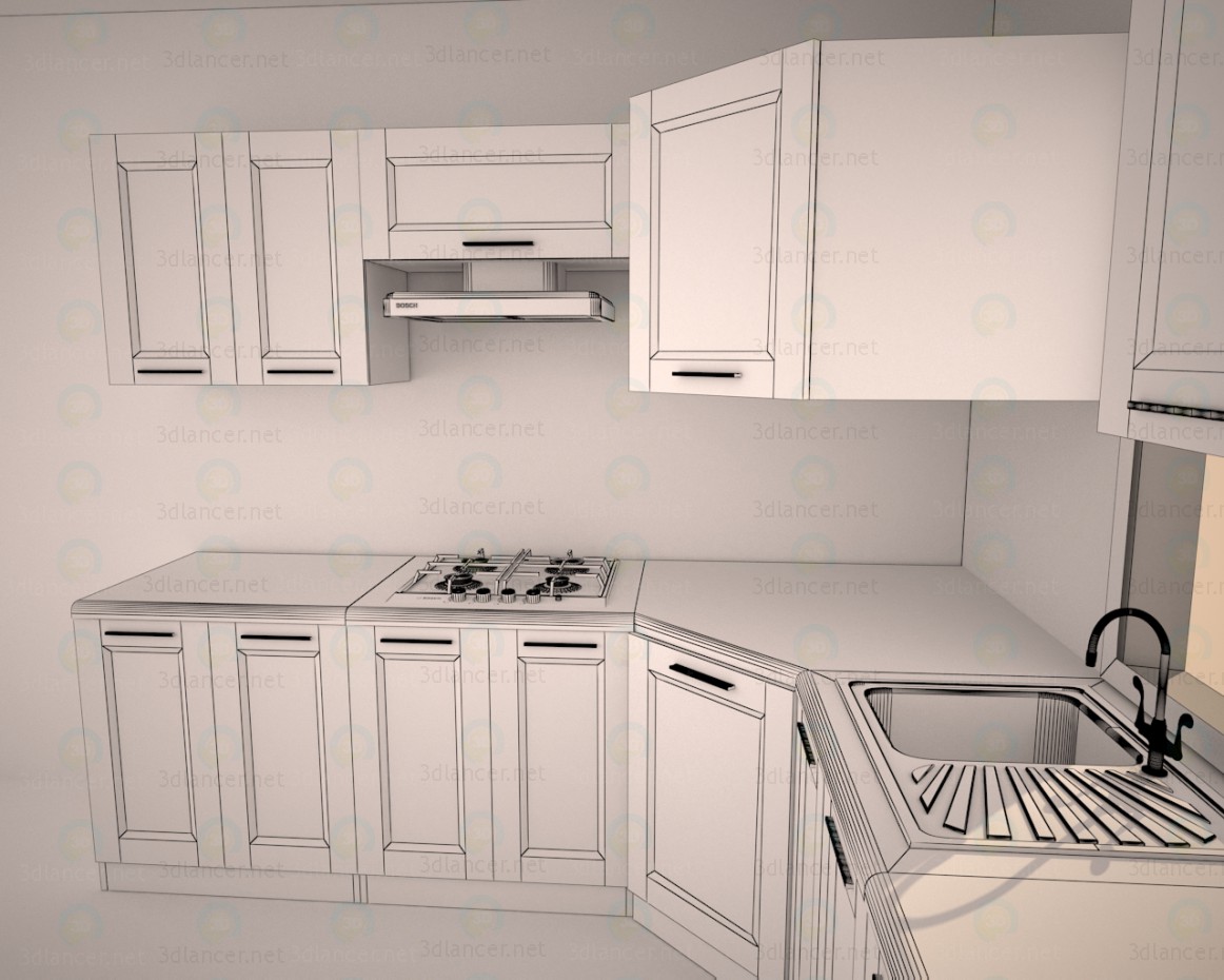 3d Кухня в стилі мінімалізм модель купити - зображення 3d Кухня в стилі мінімалізм модель купити - зображення