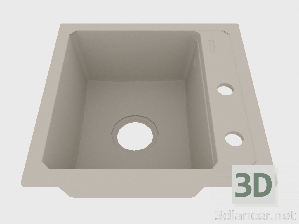 3D Modell Spüle, 1 Schüssel ohne Flügel zum Trocknen - Alabaster Zorba (ZQZ A103) - Vorschau