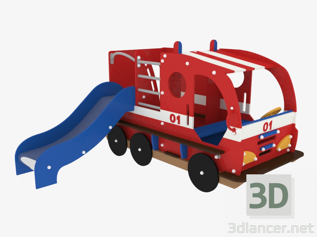 3D Modell Kinderspielgeräte Feuerwehrauto (5114) - Vorschau