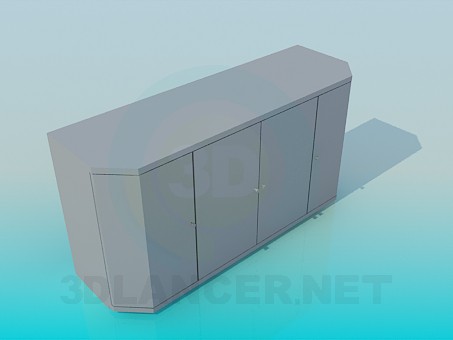 modèle 3D Table de chevet avec 4 portes - preview