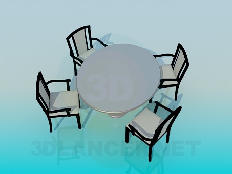 3d model Table with chairs - preview