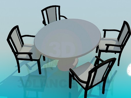 3d model Table with chairs - preview 3d model Table with chairs - preview