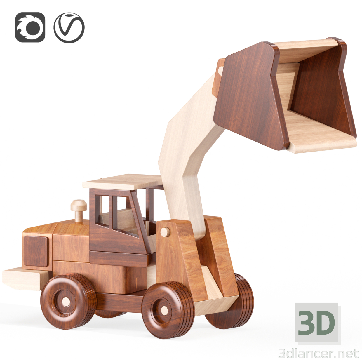 3 डी बिल्ली गंदगी लोडर लकड़ी मॉडल खरीद - रेंडर