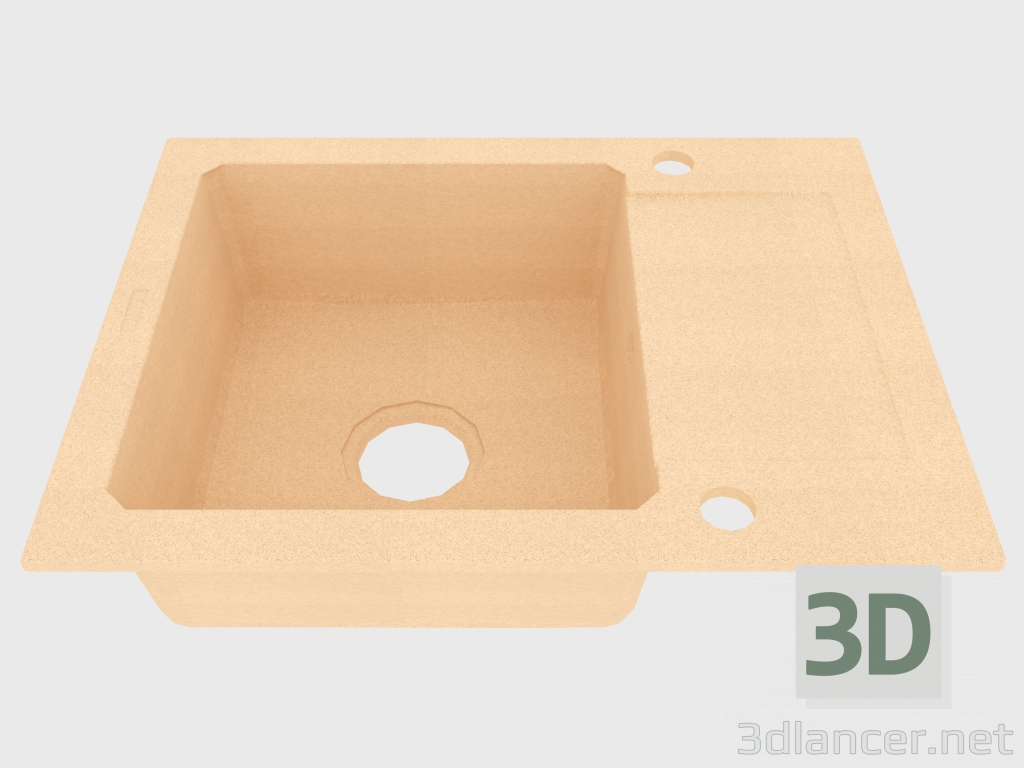 modello 3D Lavello, 1 vasca con un'ala per l'asciugatura - sabbia Zorba (ZQZ 711A) - anteprima