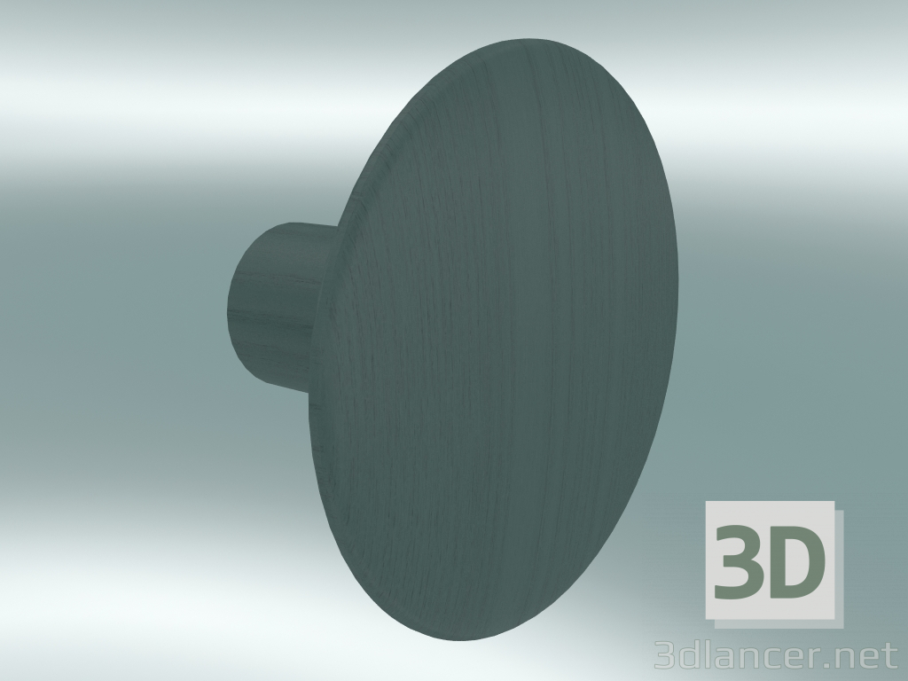 3D Modell Kleiderhaken Dots Wood (Ø6,5 cm, Petroleum) - Vorschau
