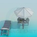 3d model Deck chair and beach table - preview