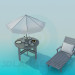 3d model Deck chair and beach table - preview