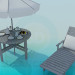 3d model Tumbona, mesa de playa con sombrilla - vista previa