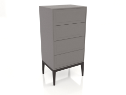 Cómoda alta chapada en nogal acabado W, lacado gris-beige mate (59,5x45x120 cm)