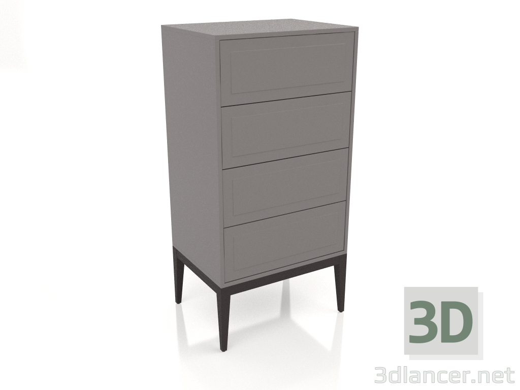 Modelo 3d Cômoda alta, folheada a nogueira com acabamento em laca cinza-bege fosca (59,5x45x120 cm) - preview