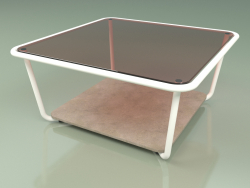 Mesa de centro 001 (vidro bronzeado, leite metálico, pedra Farsena)