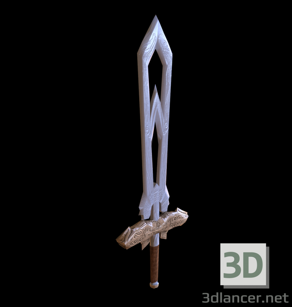 3d Engraved sword model buy - render