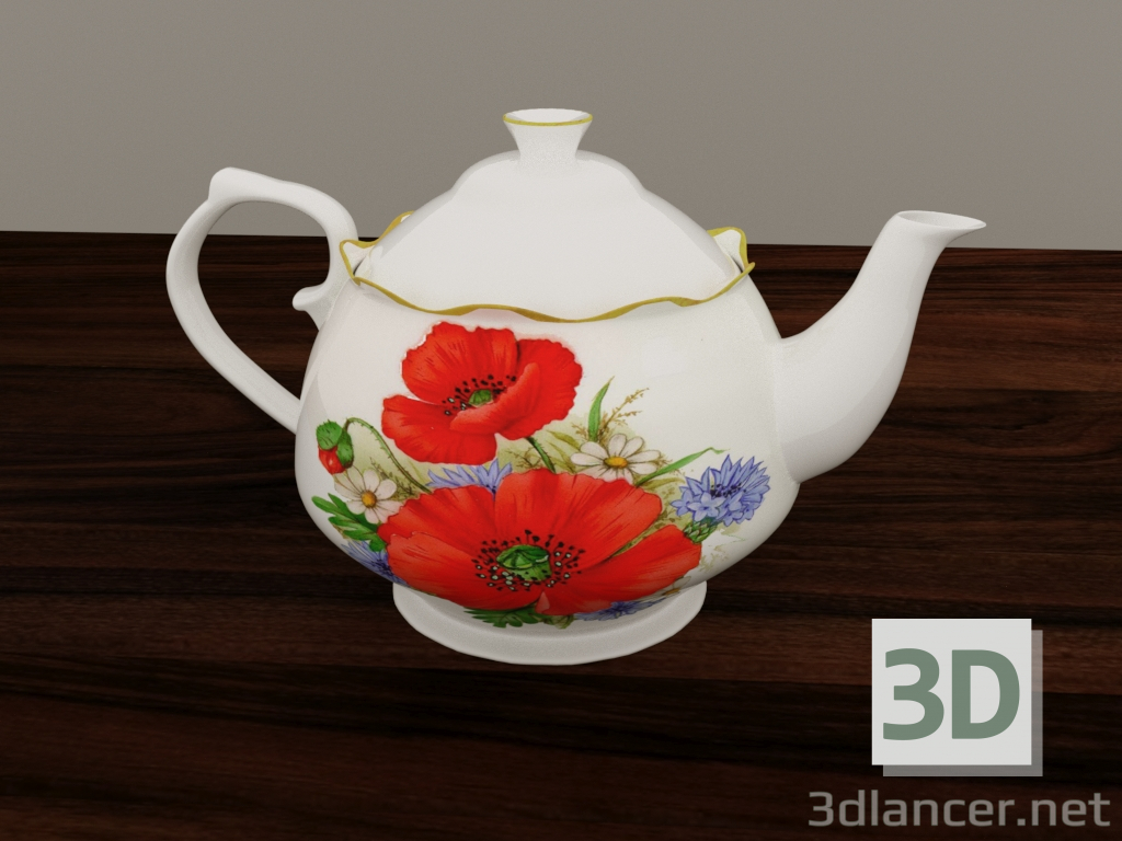 3d модель Фарфоровый чайник – превью
