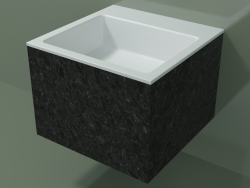 Wall-mounted washbasin (02R122302, Nero Assoluto M03, L 48, P 48, H 36 cm)