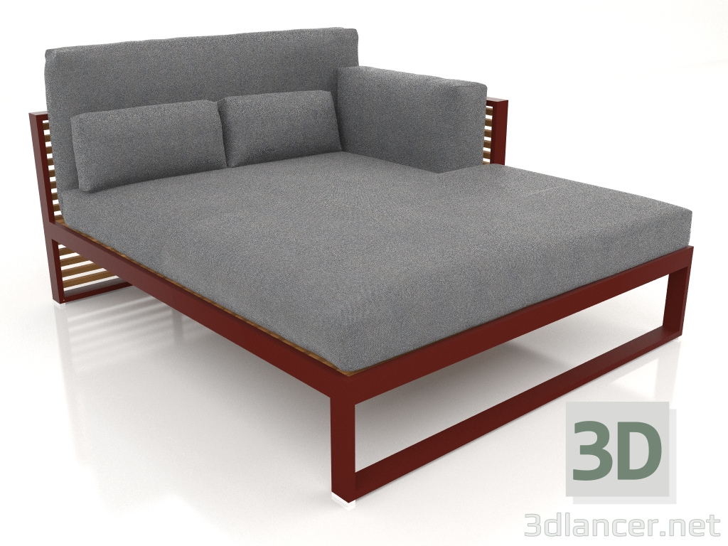 modello 3D Divano modulare XL, sezione 2 destra, schienale alto, legno artificiale (rosso vino) - anteprima