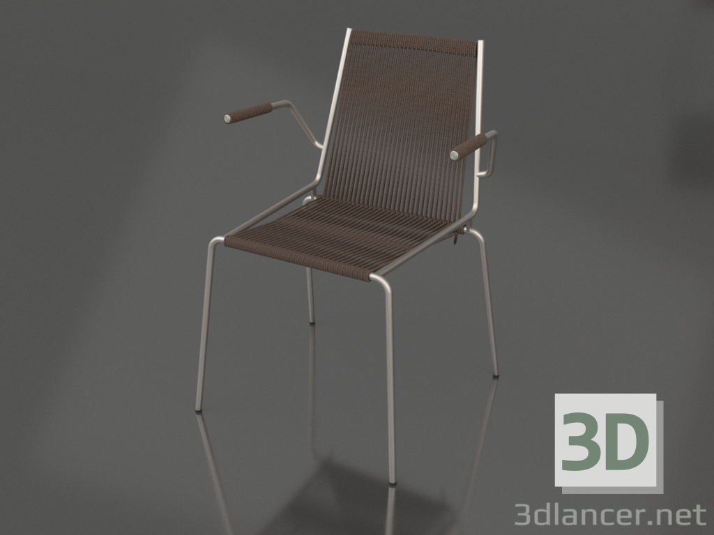 modèle 3D Chaise avec accoudoirs Noel (base en acier, laine gris foncé) - preview