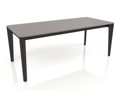 Table de salle à manger, placage noyer finition W, laque gris-beige mate (200x90x75 cm)