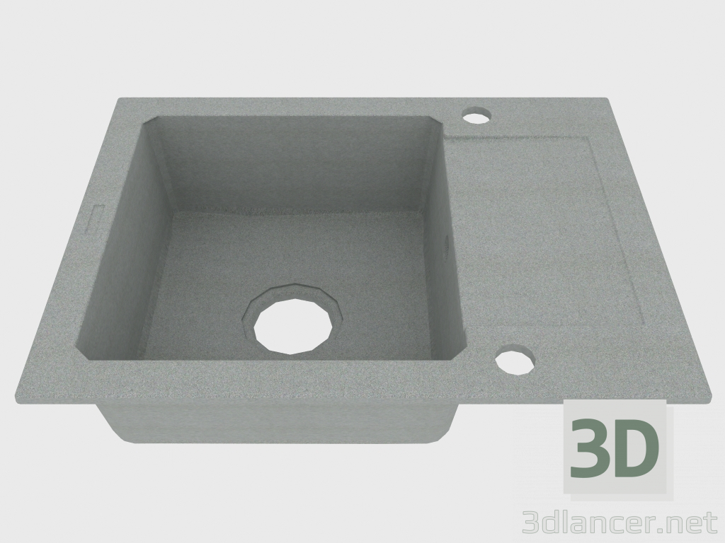 3D modeli Lavabo, boşaltma tahtası ile 1 kase - gri metalik Zorba (ZQZ S11A) - önizleme