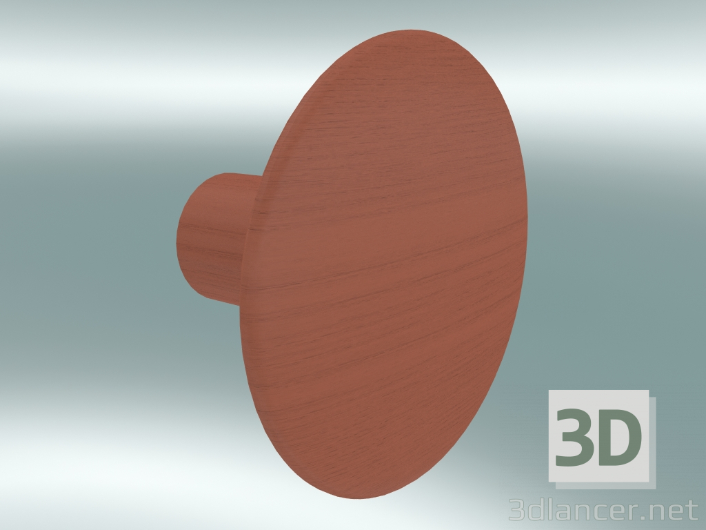 3D Modell Kleiderhaken Dots Wood (Ø6,5 cm, Mandarine) - Vorschau