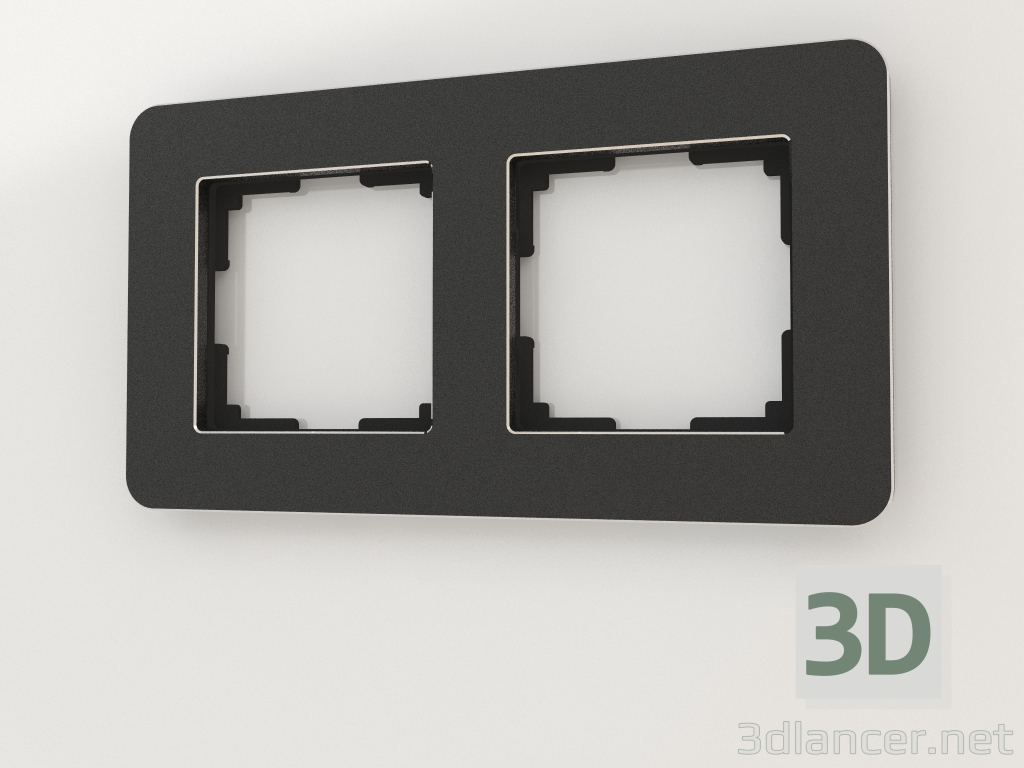 modèle 3D Cadre pour 2 poteaux Platine (aluminium noir) - preview