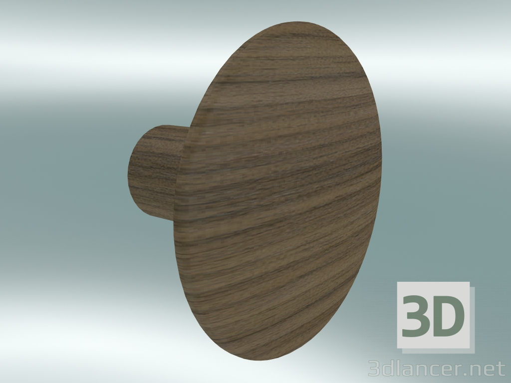 modello 3D Appendiabiti Dots Wood (Ø6,5 cm, Noce) - anteprima