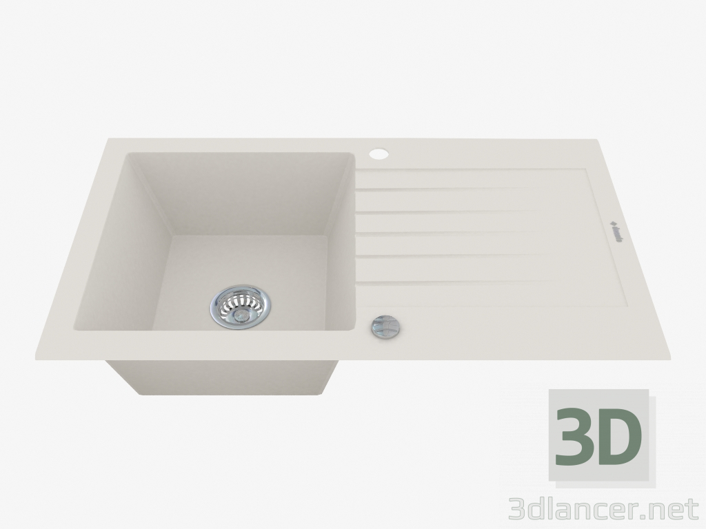3d model Sink, 1 bowl with a wing for drying - alabaster Zorba (ZQZ A113) - preview