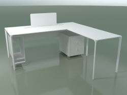 Office table 0815 + 0816 right (H 74 - 79x180 cm, equipped, laminate Fenix F01, V12)