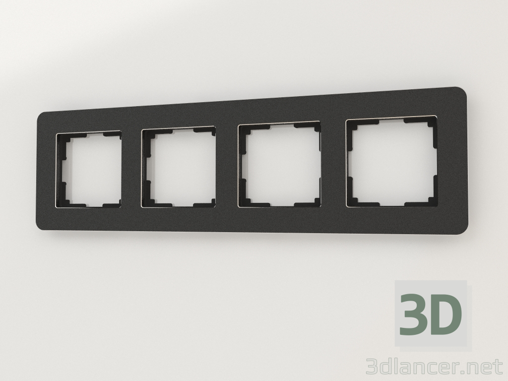 modello 3D Telaio per 4 montanti Platinum (alluminio nero) - anteprima