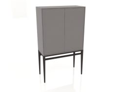Credenza, finitura impiallacciata noce W, laccata grigio-beige opaco (90x39,5x150 cm)
