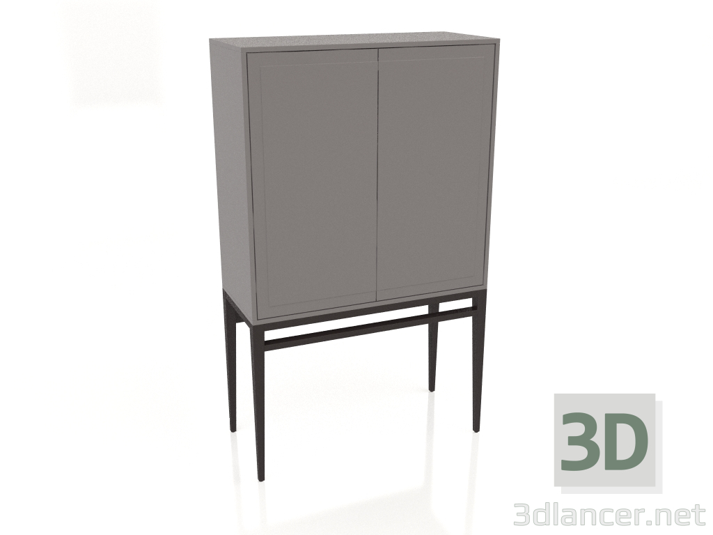 Modelo 3d Aparador, folheado de nogueira com acabamento W, laca cinza-bege fosca (90x39,5x150 cm) - preview