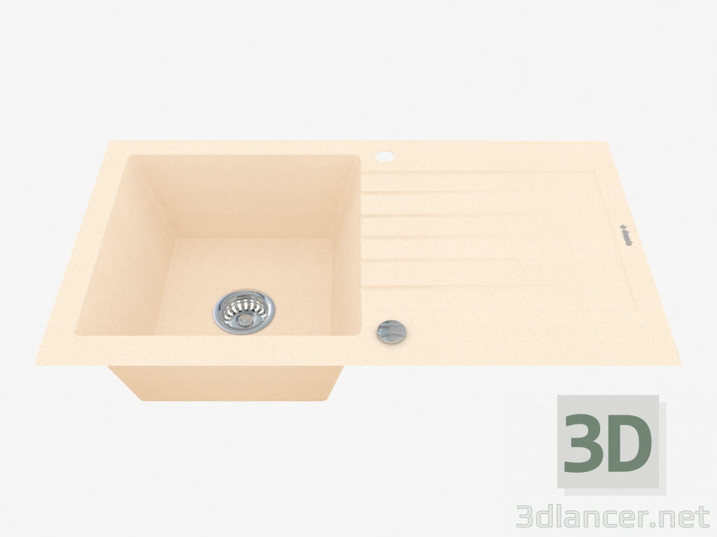 modello 3D Lavello, 1 vasca con un'ala per l'asciugatura - sabbia Zorba (ZQZ 7113) - anteprima