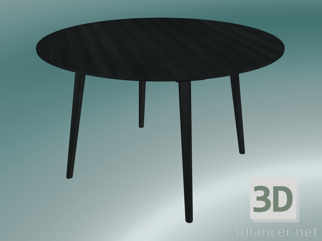modello 3D Tavolo da pranzo In Between (SK4, Ø120cm, H 73cm, rovere laccato nero) - anteprima