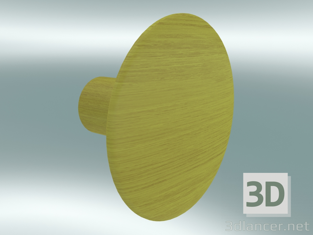 3d model Clothes hook Dots Wood (Ø6.5 cm, Yellow) - preview