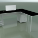 3d model Office table 0815 + 0816 right (H 74 - 79x180 cm, equipped, laminate Fenix F02, V12) - preview