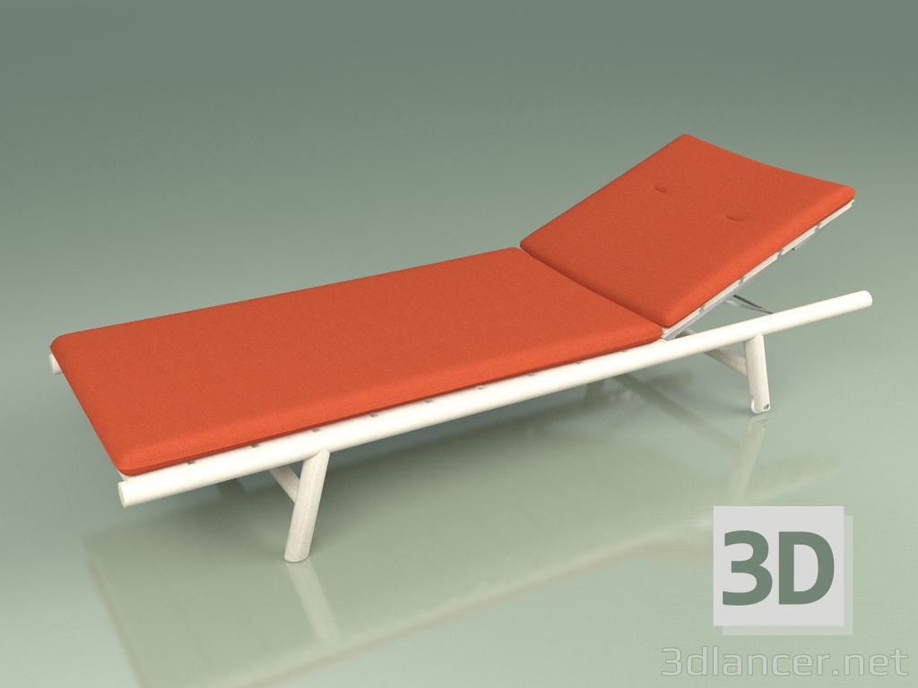 modello 3D Chaise longue 008 (Teak colorato bianco resistente alle intemperie) - anteprima