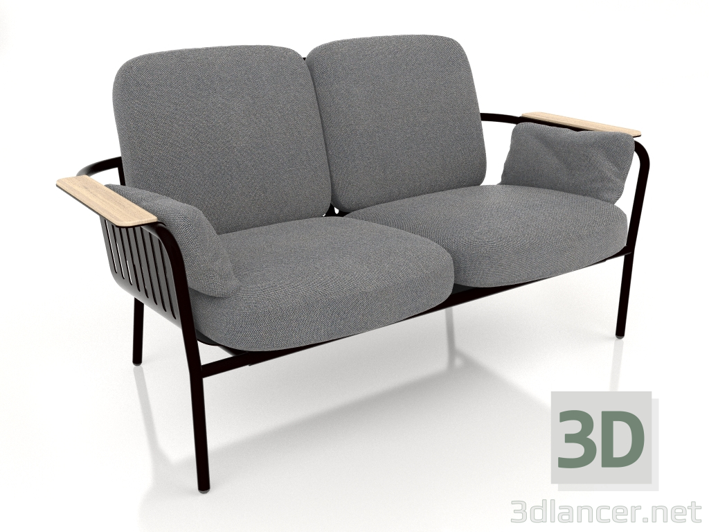 Modelo 3d Sofá de 2 lugares (preto) - preview