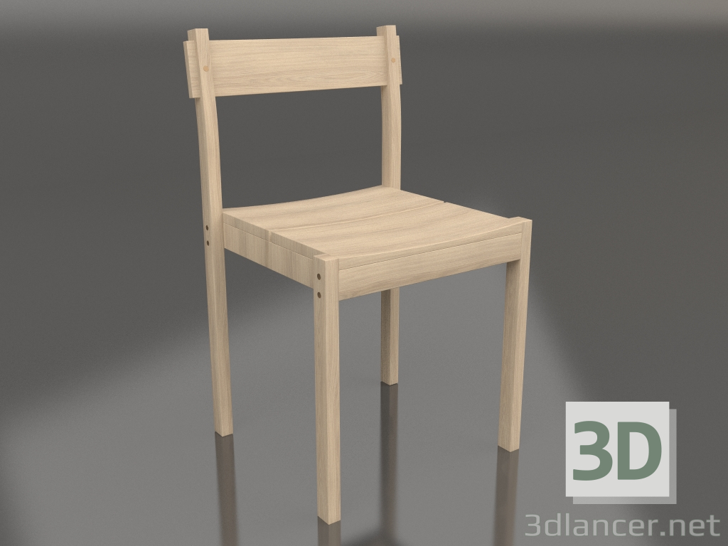 modèle 3D Chaise de salle à manger Thibault (Chêne clair et laiton) - preview