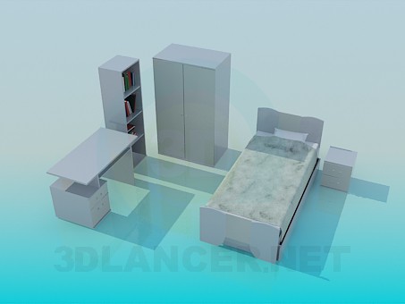 3d модель Меблі в дитячу спальню – превью