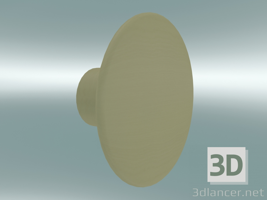 3D Modell Kleiderhaken Dots Wood (Ø9 cm, Beigegrün) - Vorschau