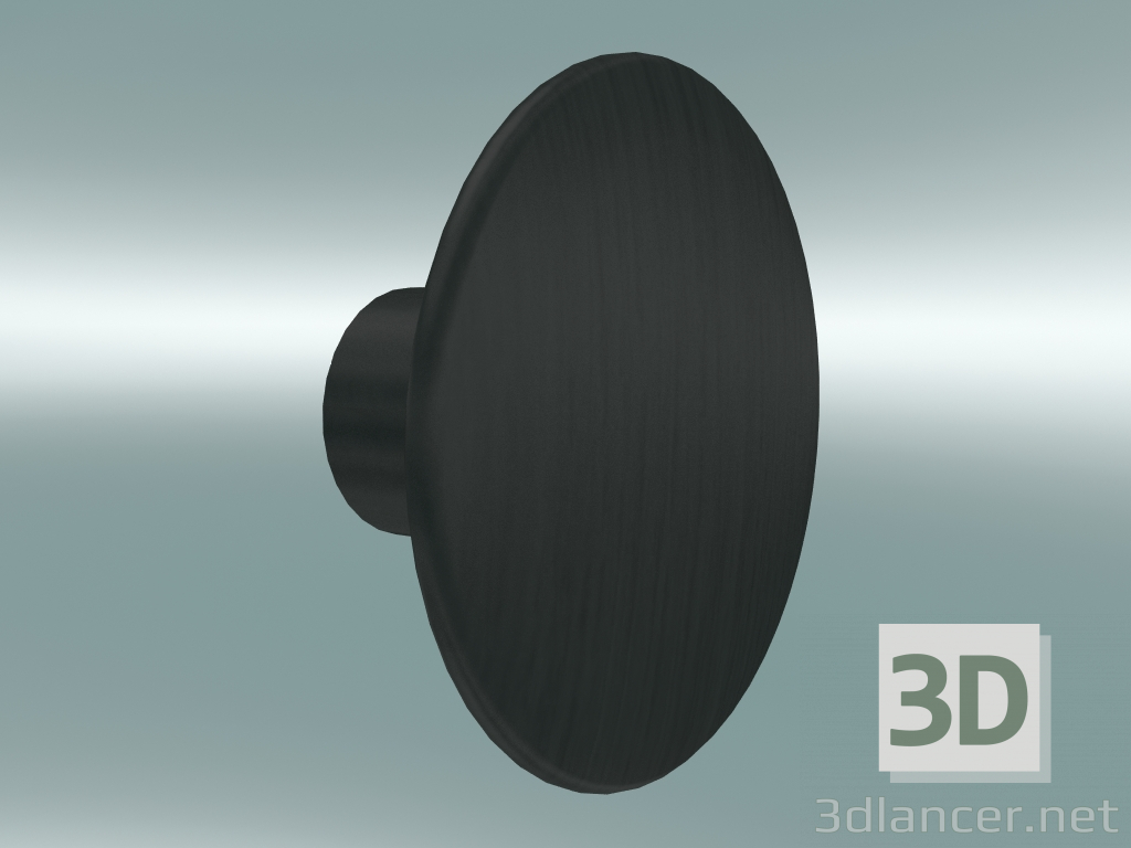 3D Modell Kleiderhaken Dots Wood (Ø9 cm, Schwarz) - Vorschau