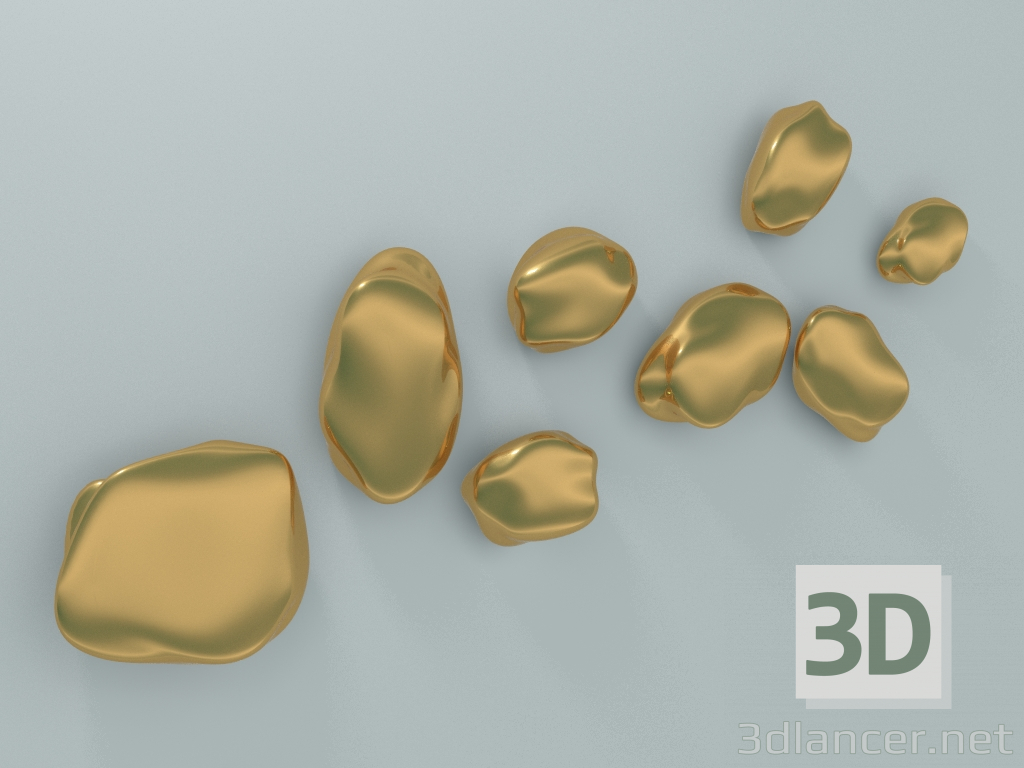 modello 3D Decorazione murale Pietra (Oro) - anteprima