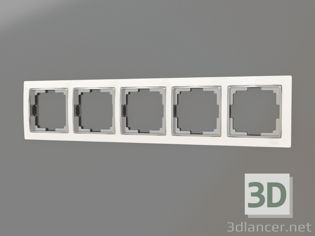 modello 3D Cornice per 5 montanti Snabb (bianco-cromo) - anteprima