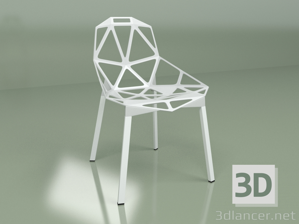 3D Modell Stuhl eins (weiß) - Vorschau