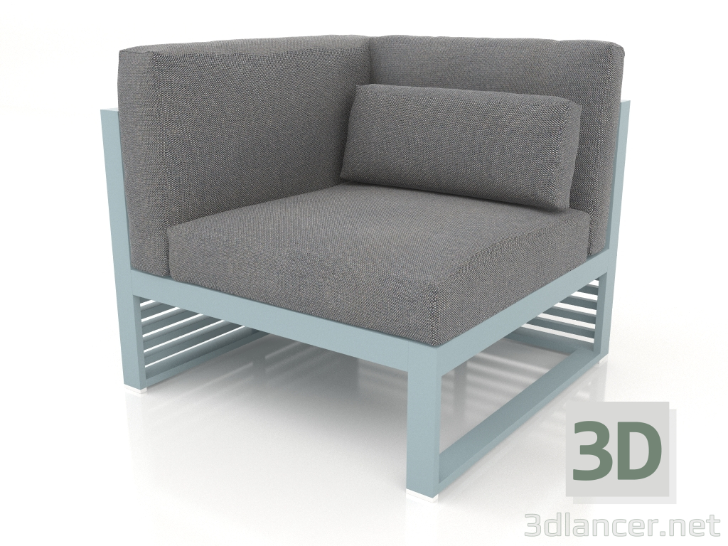 modèle 3D Canapé modulable, section 6 gauche, dossier haut (Bleu gris) - preview