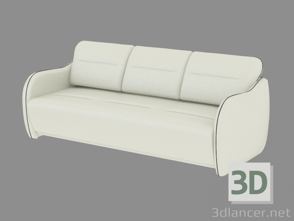 3D modeli Deri koltuk düz üçlü - önizleme